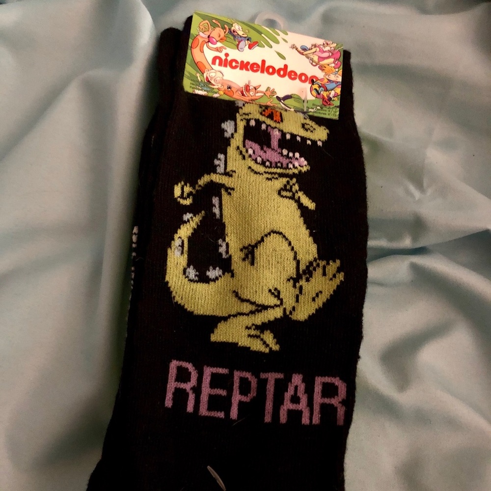 2 Pair of Rugrats, Reptar Dinosaur, Crew Socks